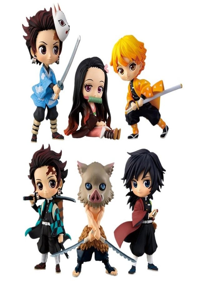 Trunkin | Demon Slayer Set of 6 Model B 6-8.5 Cms Action Figure | Kimetsu No Yaiba Anime Figure Nezuko Tanjiro Zenitsu Inosuke Giyu Weeb Manga Collectible | Figurine - Image 1